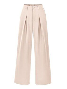 Wide Leg High Waist Pleated Dress Pants with Pockets